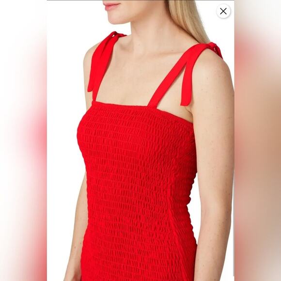 Krisa Smocked Tank Mini Dress NWT Red XS Party Festival going out Wedding guest - Picture 2 of 13